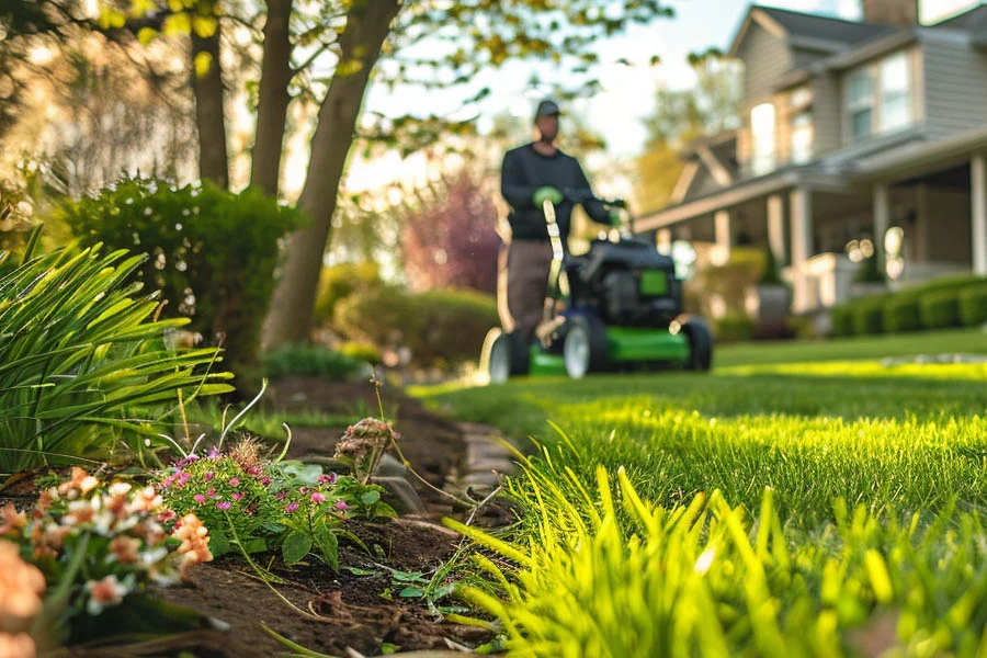 green electric lawn mower